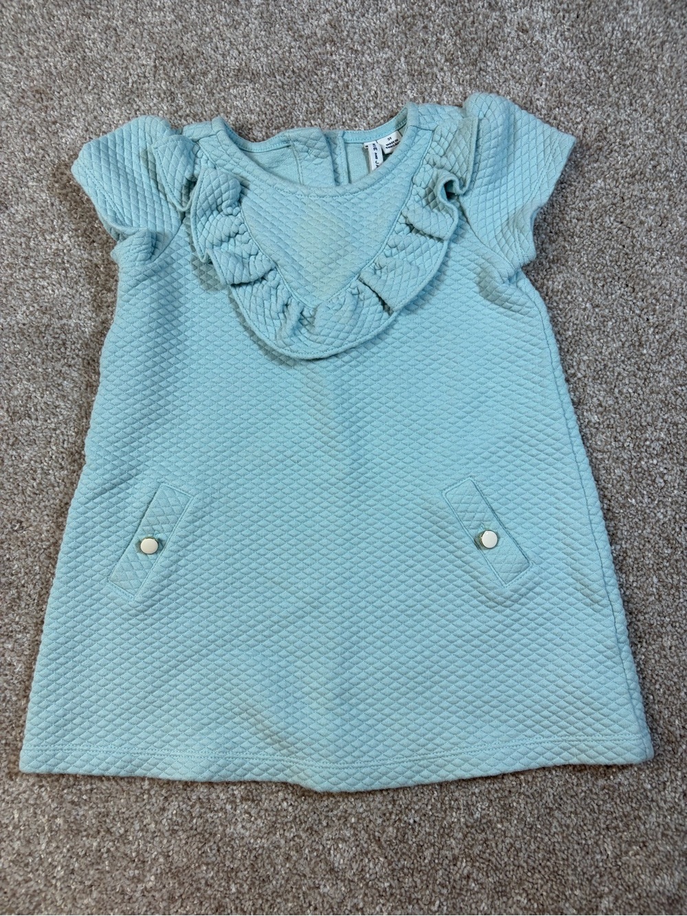 Janie and Jack Aqua Ruffled Knit Dress